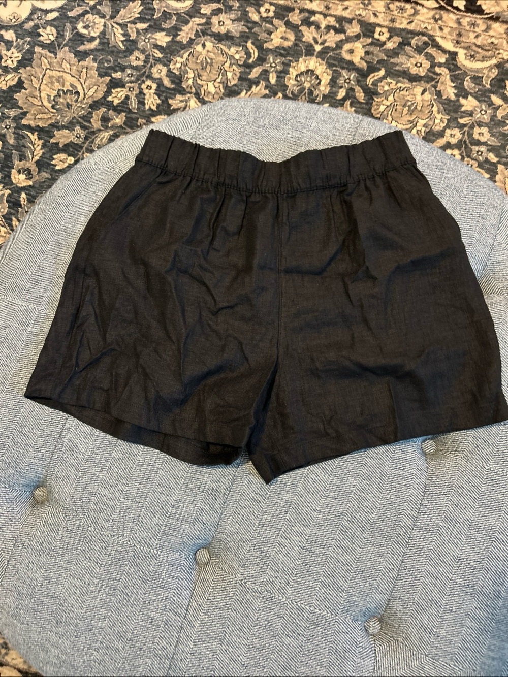 BLANKNYC Linen Blend Shorts Black Women's Size Medium- 5" Inseam Elastic Waist